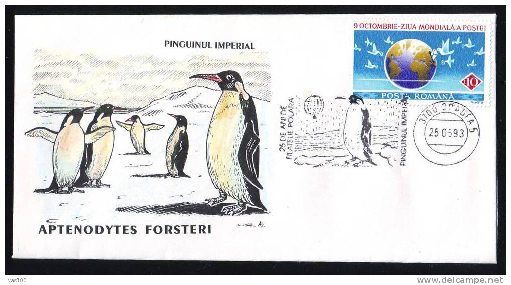 PINGOUINS PENGUIN ,1993 PMK ON COVER  ORADEA! - Penguins