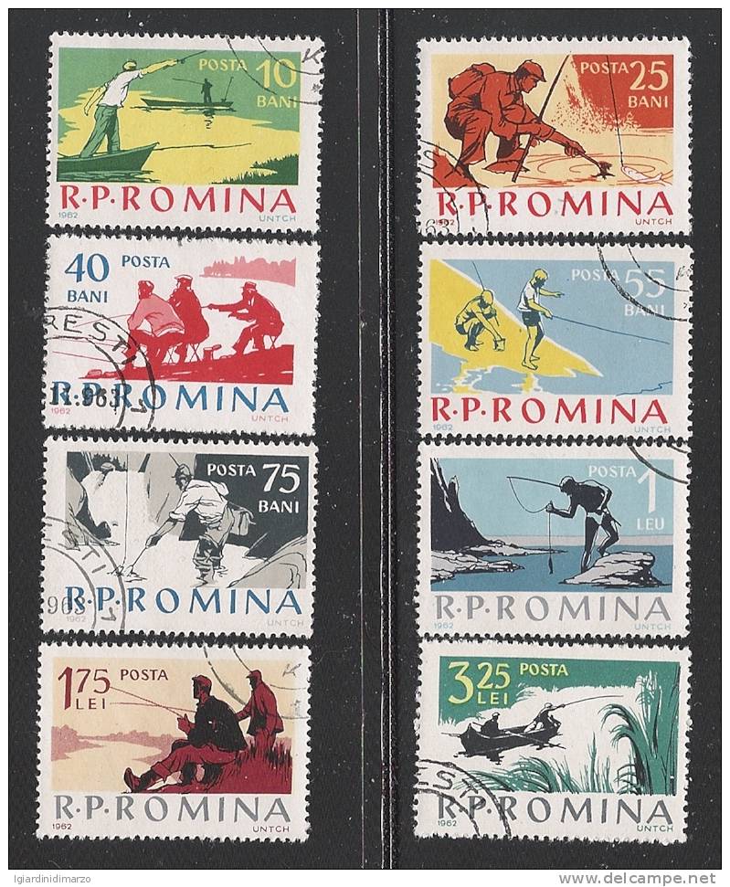 ROMANIA - 1962: Serie Di 8 Valori Obliterati Dedicati Alla PESCA SPORTIVA - In Buone Condizioni. - Altri & Non Classificati