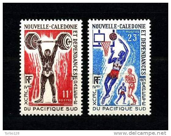 Nlle CALEDONIE 1971  N° 375/376 ** Neufs = MNH Superbes  Cote 8.50 € Sports Jeux Pacifique Papeete Haltérophilie Basket - Unused Stamps