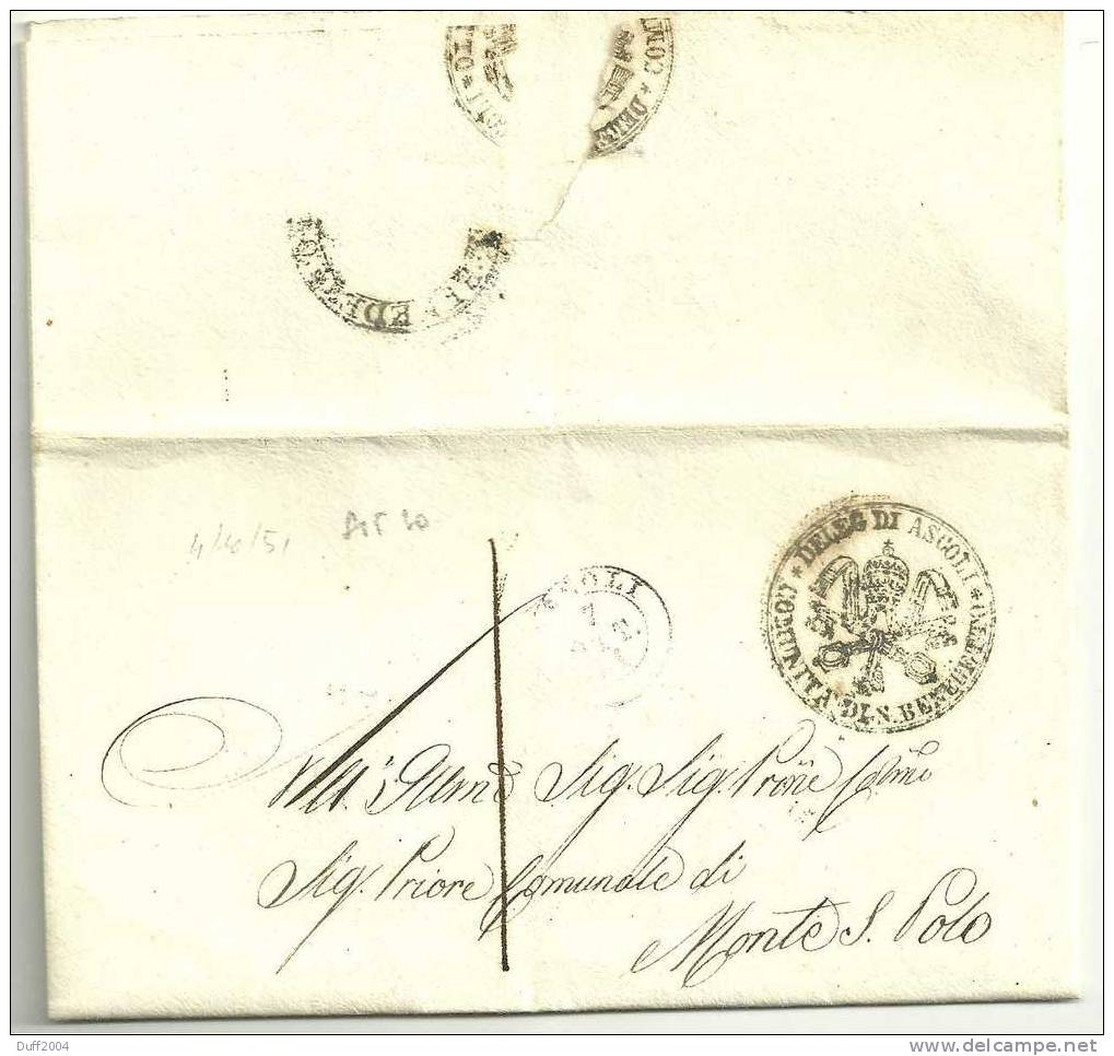 MARCHE - STORIA POSTALE : DA SAN BENEDETTO A MONTE S.POLO - 4.12.1851. - ...-1850 Préphilatélie