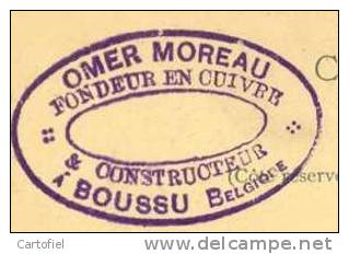 BOUSSU-CACHET-PRIVEE-OMER   MOREAU-FONDEUR EN CUIVRE-CONSTRUCTEUR VERS CHENEE-1895-2  SCANS - Boussu