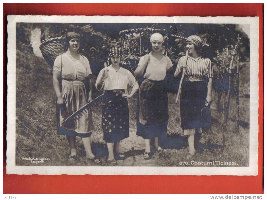 L291 Paysannes Du Tessin,Costumi Ticinesi.ANIMECachet Chiasso 1921.Carte Photo  Engler Lugano,Mayr - Chiasso