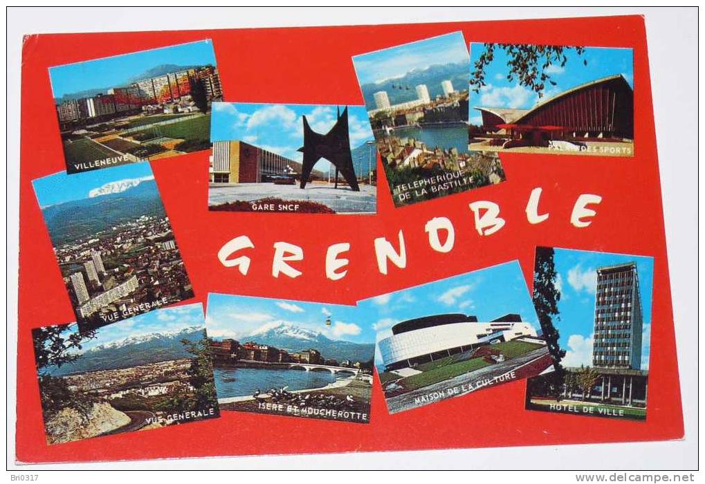 ISERE 38 - GRENOBLE:Palais Des Sports,Villeneuve,Hôtel De Ville,Gare SNCF,Maison De La Culture,vue Générale,Téléphérique - Grenoble