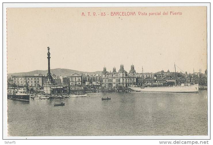 BARCELONA VISTA PARCIAL DEL PUERTO A.T.V. 83 C. 1908 - Barcelona
