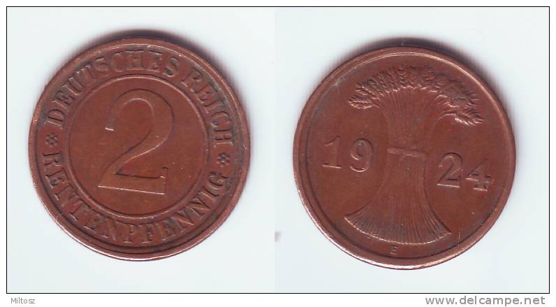 Germany 2 Rentenpfennig 1924 E - 2 Renten- & 2 Reichspfennig