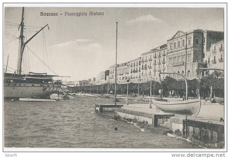 SIRACUSA Passeggiata Aretusa Con Navi Porto C. 1908 - Siracusa