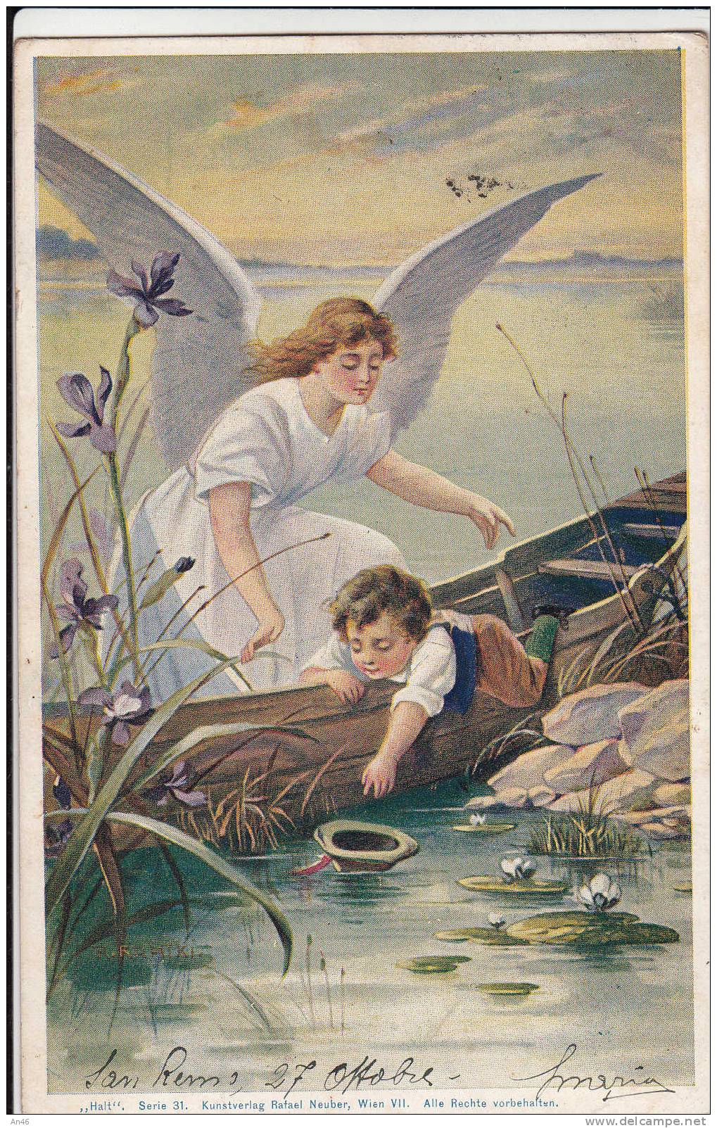 ANGELO SERIE 31  FIRMA R.KRATKI VG 1900 DA SANREMO X RAPALLO ORIGINALE D´EPOCA 100% - Angels