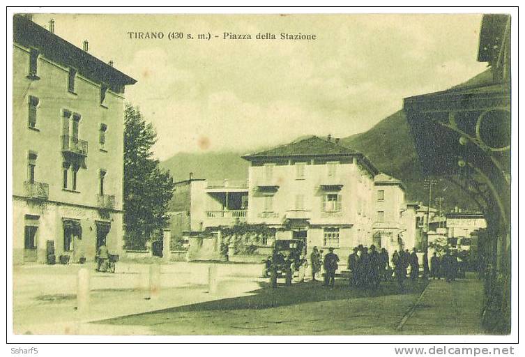 Tirano Piazza Della Stazione  Animata Con Macchina C. 1920 - Sonstige & Ohne Zuordnung