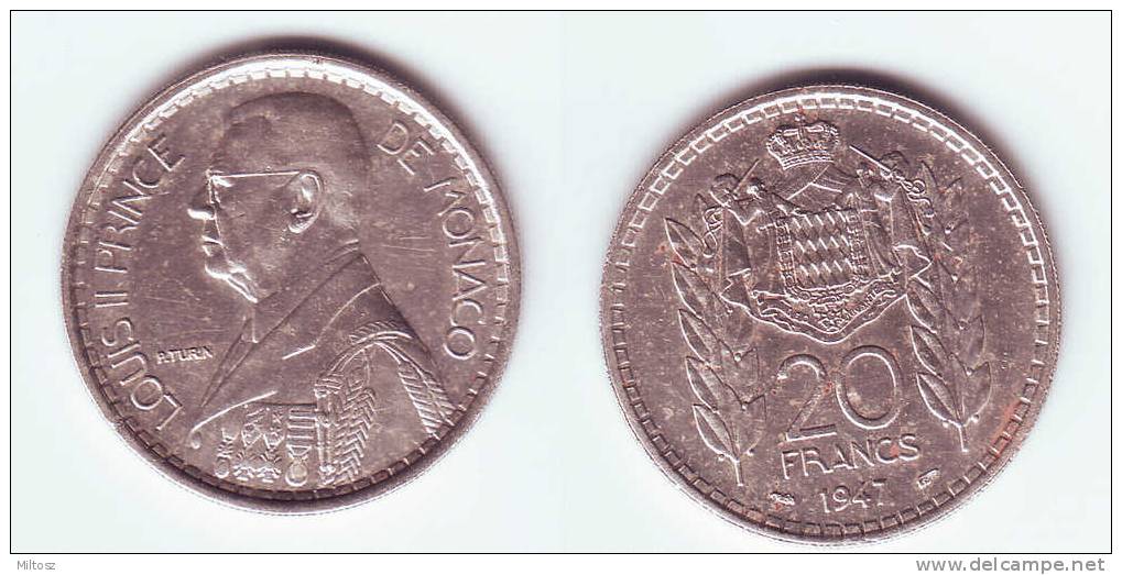 Monaco 20 Francs 1947 - 1922-1949 Luigi II