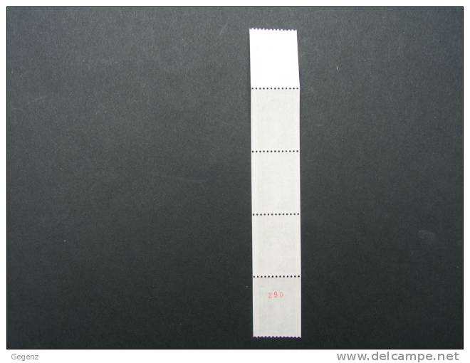 France - "Sabine" 1,10F Vert -.Roulette Avec N° Rouge Dans Bande De 5 Timbres - YT N°2062a - Neuf Sans Ch - Rollo De Sellos