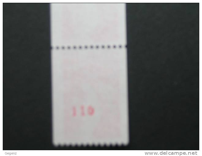 France - "Sabine" 1,30F Rouge -.Roulette Avec 2 N° Rouge Dans Bande De 11 Timbres - YT N°2063a - Neuf Sans Ch - Roulettes