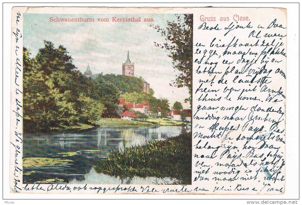 D1910    CLEVE : Schwanenturm Vom Kernistha Aus - Kleve