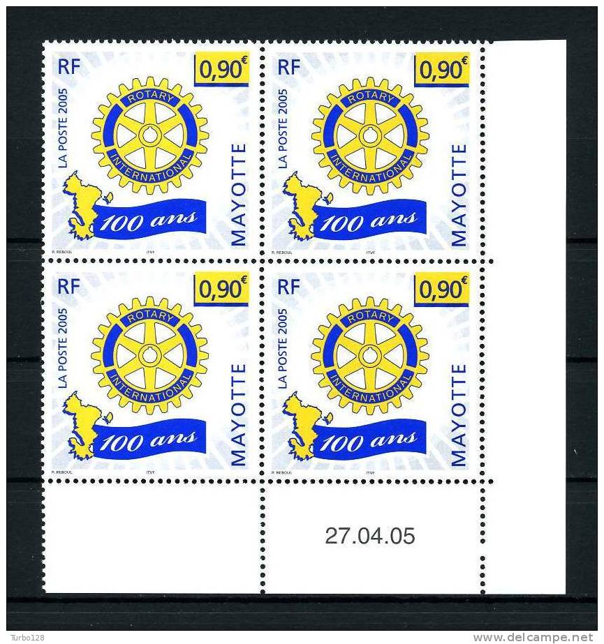 MAYOTTE 2005 Poste N° 177 ** Bloc De 4 Coin Daté  Neufs Ier Choix. SUP.  (Rotary Club) - Sonstige & Ohne Zuordnung