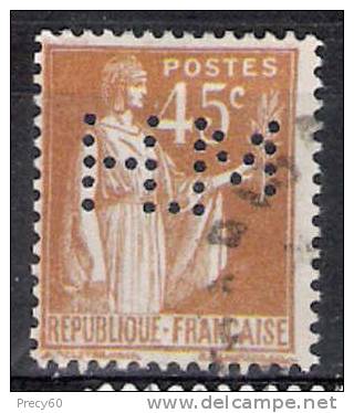 France 1932-33 Y&T N° 282 45c Bistre Type Paix, Perforé "M.H" - Autres & Non Classés