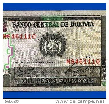 BILLET MONNAIE USAGE BOLIVIE AMERIQUE DU SUD 1000 PESOS BOLIVIANOS 2 SIGNATURES N° M 8461110 JUANA AZUROUY DE PADILLA - Bolivie