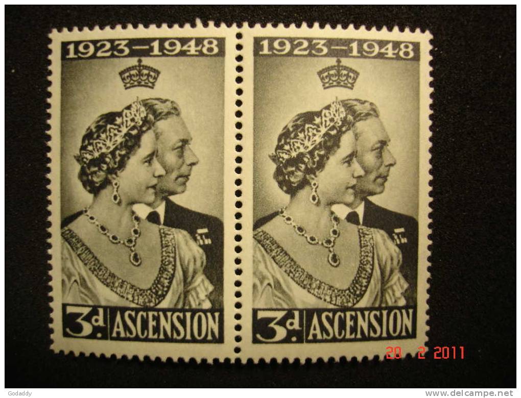Ascension 1948 George VI Silver Wedding 3d Pair SG50 MNH - Ascensión