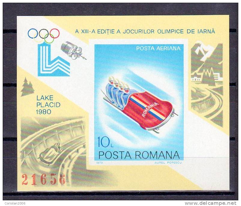 Romania 1979 /  ** / Imperforated MS - Invierno 1980: Lake Placid