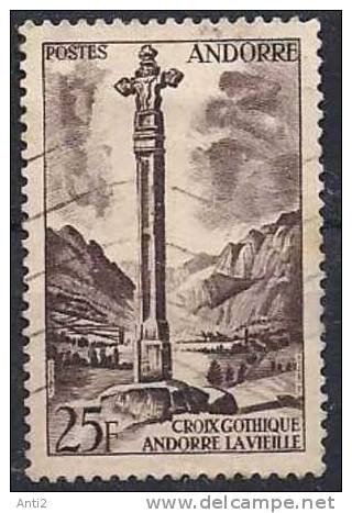 Andorra 1955 French Andorra, Gotic Cross In Andorra La Vella, Mi 153, Used(o) - Oblitérés