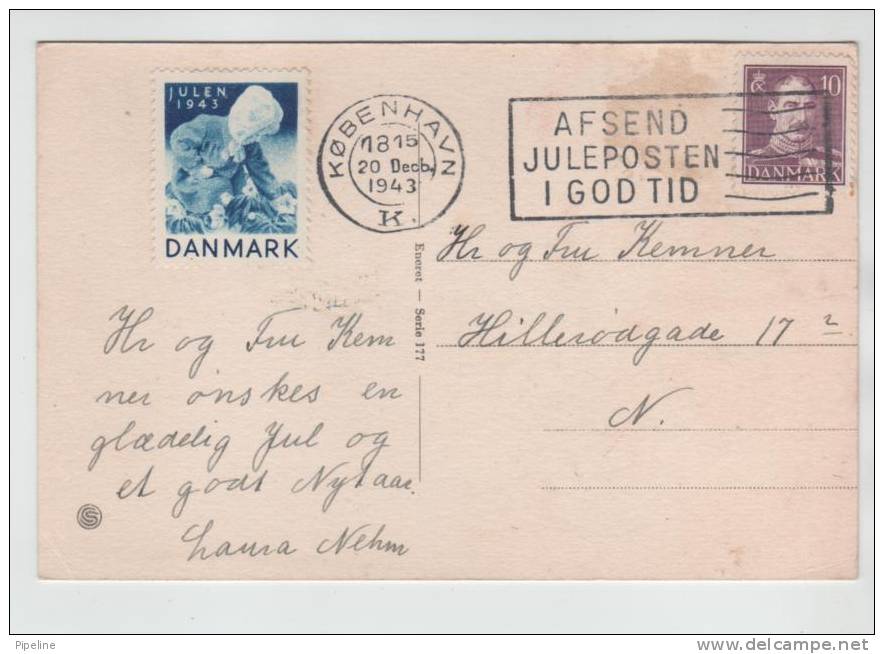 Denmark Christmas Card Copenhagen 20-12-1943 - Danemark