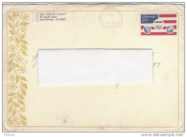 A0901 - 31 Cent. Air Mail Su Lettera  VG Hampton-Torino 15-01-1977 - Lettres & Documents