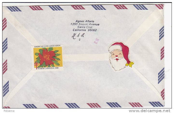 A0903 - 31 Cent. Air Mail Wright Su Lettera VG Santa Cruz-Torino 10-12-1980 - Briefe U. Dokumente