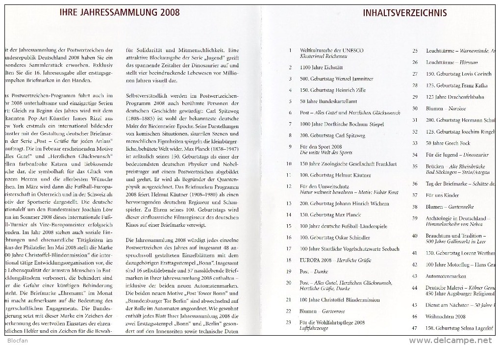Jahressammlung 2008 Mit 48 ETB BRD 2637-2707 SST 140€ Deutschland Ersttagsblatt+Illustrationen Yearbook Document Germany - Verzamelingen (in Albums)