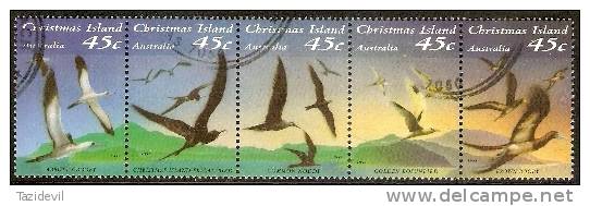 CHRISTMAS ISLAND - USED 1993 Sea Birds Strip Of Five - Christmas Island