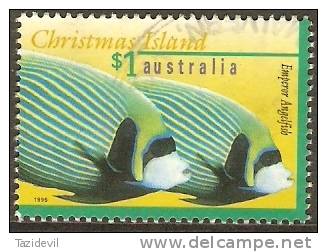 CHRISTMAS ISLAND - USED 1995 $1.00 Fish - Emperor Angelfish - Christmas Island