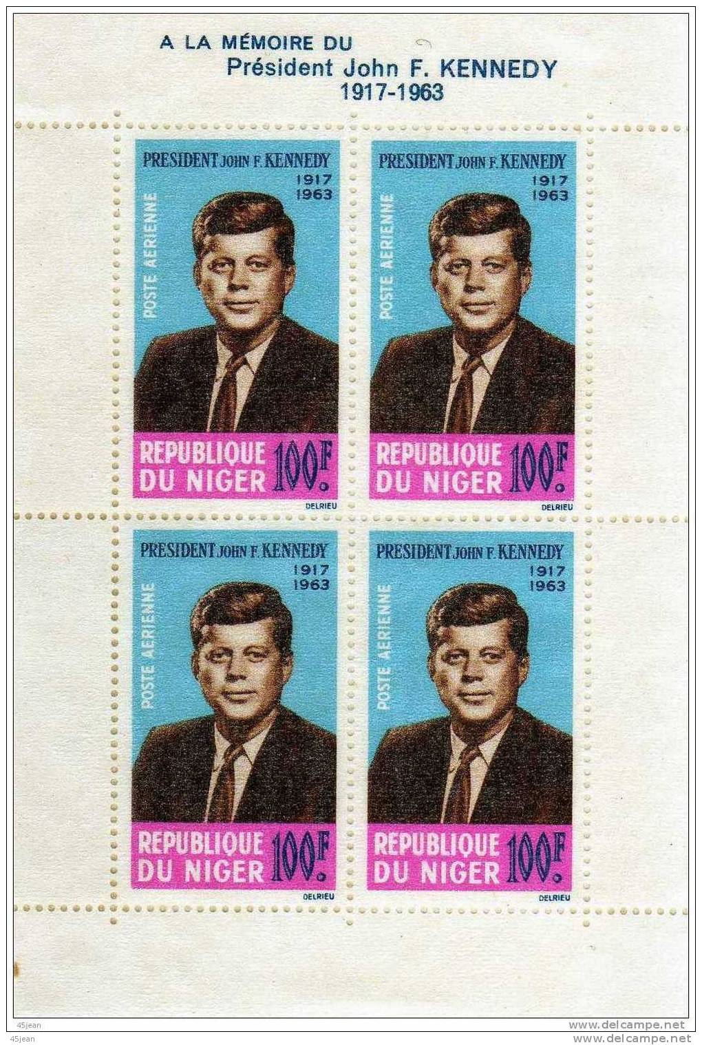 Niger:1964 Très Beau Bloc N° 3 N** "mort Du Président John F.Kennedy" - Kennedy (John F.)