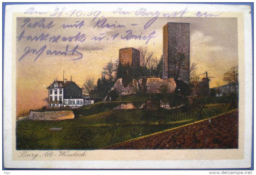 Burg Alt-Windeck,Kappelwindeck,Bühl,1939,Landpoststempel Balzhofen, - Buehl