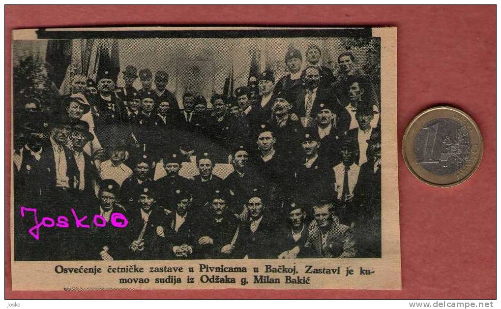 CHETNIK FLAG LUSTRATION - PIVNICE Near Backa Palanka ( Serbia Ex Yugoslavia ) Old Newspaper Clipping 1940. - Documents