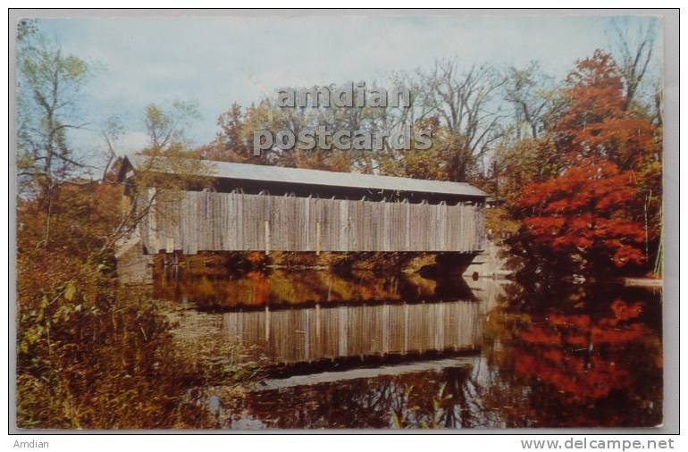 COVERED BRIDGE Fallasburg, Lowell MI - Old Michigan Postcard 1960s - USA - Sonstige & Ohne Zuordnung