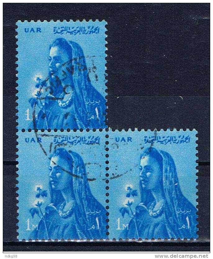 ET+ Ägypten 1959 Mi 44 Fellachin (3 Marken) - Used Stamps