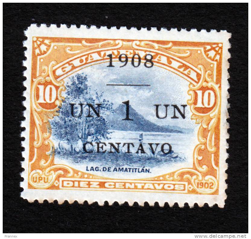 Guatemala, Scott #133, Mint Never Hinged, Lake Amatitlan Surcharged, Issued 1908 - Guatemala