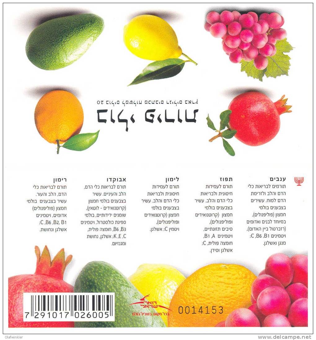 2009 Fruits Booklet ND 1st Issue (1 Menorah) Self Adhesive Stamps Bale SPg.13 MNH - Booklets