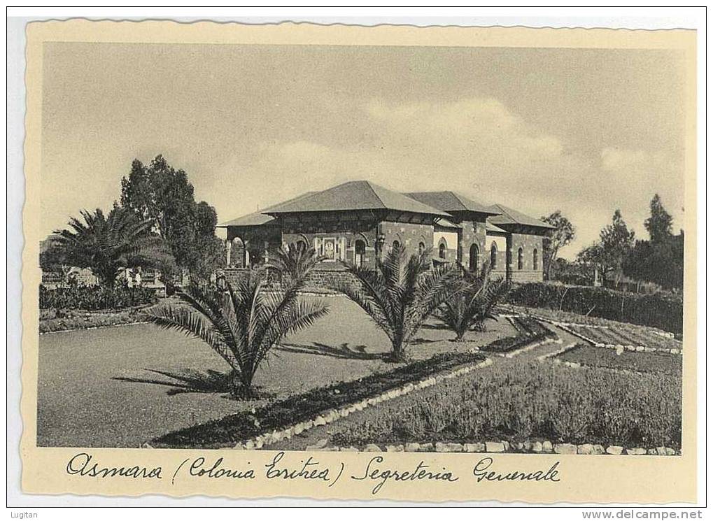 Cartolina - ASMARA - ERITREA - COLONIA ERITREA  - SEGRETERIA GENERALE  - NON VIAGGIATA - Erythrée