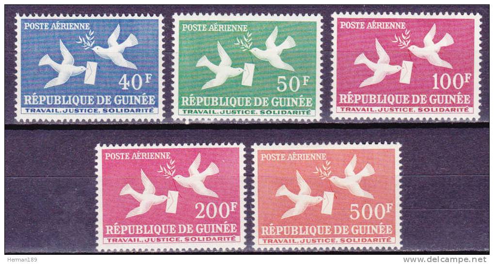 GUINEE AERIEN N°    4 à 8 * MLH Neufs Charnière, TB, TRAVAIL, JUSTICE, SOLIDARITE - 1959 - Guinée (1958-...)