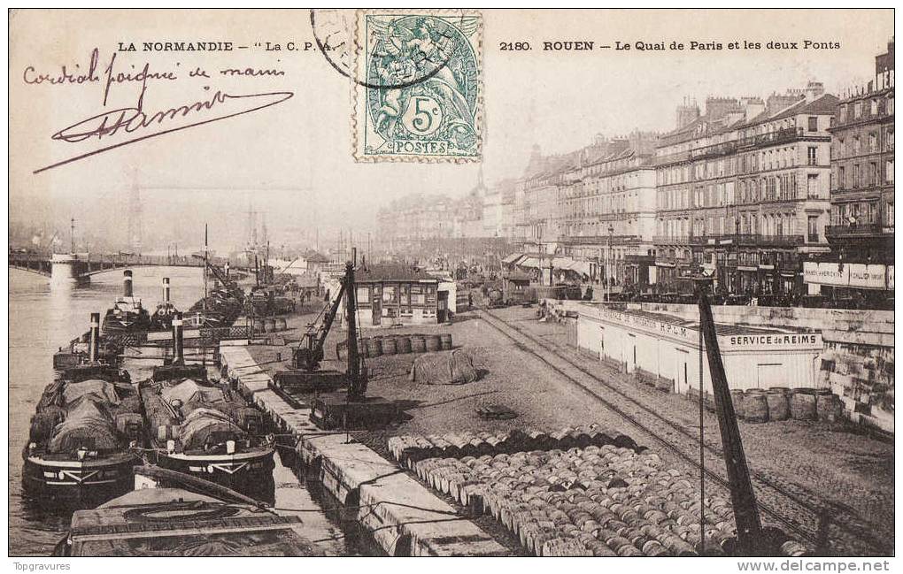 76 ROUEN Le Quai De Paris Avec Peniches - Rouen