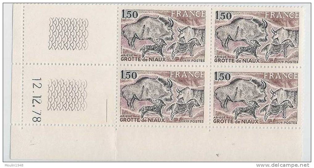 Bloc De 4  YT 2043 "Grottes De Niaux".   Coin Daté  Du 12-12-1978 - 1970-1979