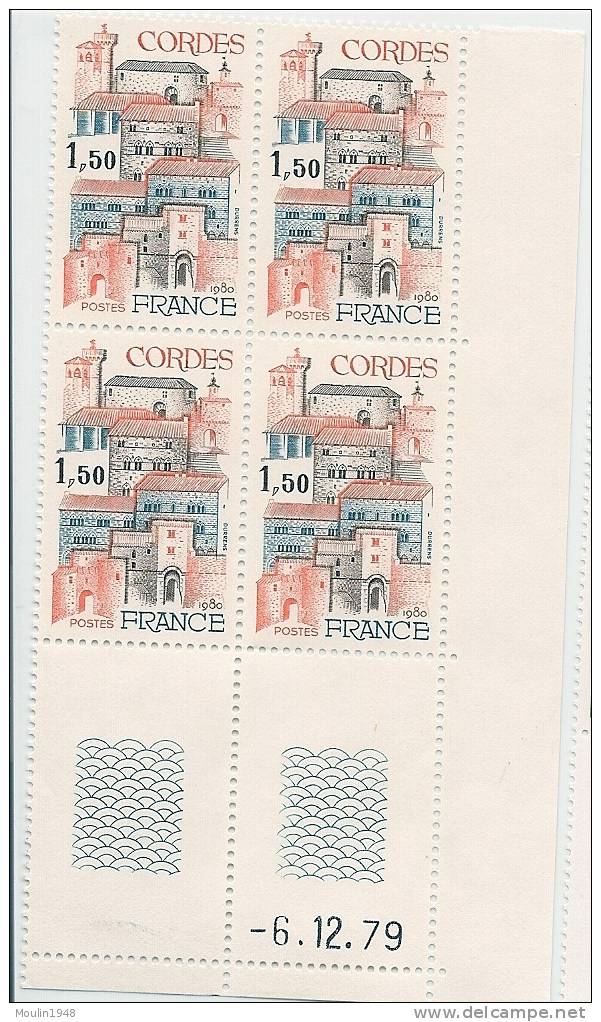 Bloc De 4  YT 2081 Cordes  Coin Daté  Du 6-12-79 - 1970-1979