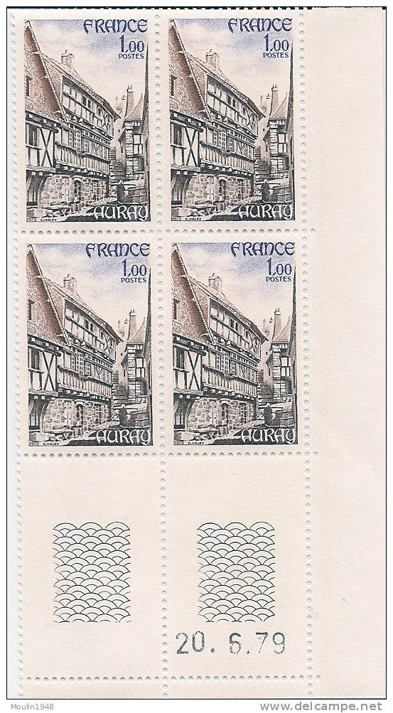 Bloc De 4  YT 2041 Auray  Coin Daté  Du 20-6-1979 - 1970-1979