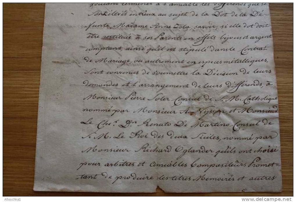 30-12-1849- MANUSCRIT. RESTITUTION- / DOT - ARRANGEMENT EXTRACTO CONSULADO ESPANA EN TUNER COMPROMIS CACHET A SEC - Documentos Históricos