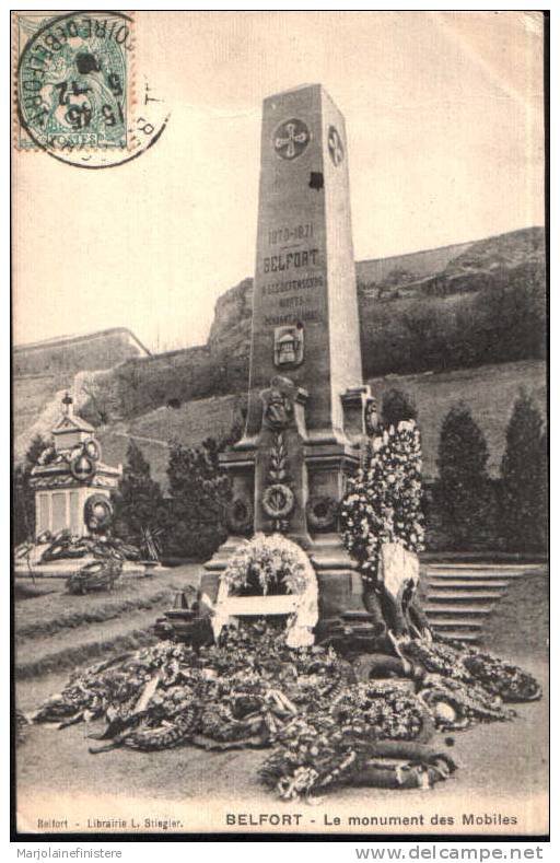 Dép. 90 - Début 1900. BELFORT. Le Monument Des Mobiles. Librairie L. Stiegler - Monuments