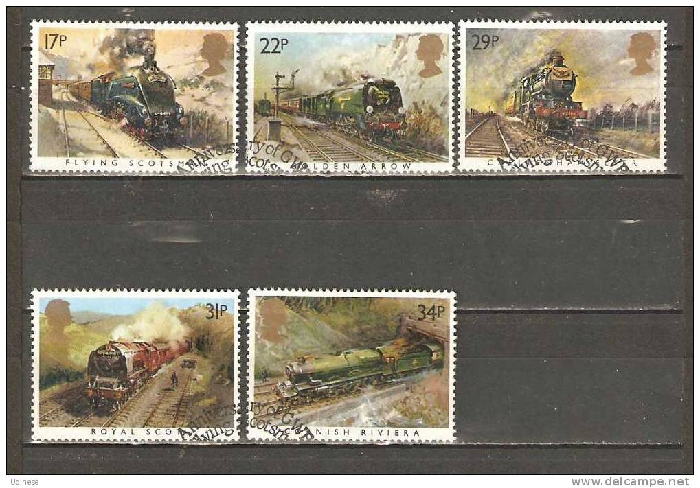 UNITED KINGDOM 1985 - TRAINS  - CPL. SET  - USED OBLITERE GESTEMPELT - Treinen