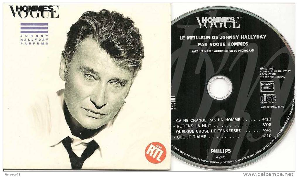 CD-SINGLE-JOHNNY HALLYDAY-1992-CD PROMOTIONNEL PARFUMS-TBE- - Autres - Musique Française