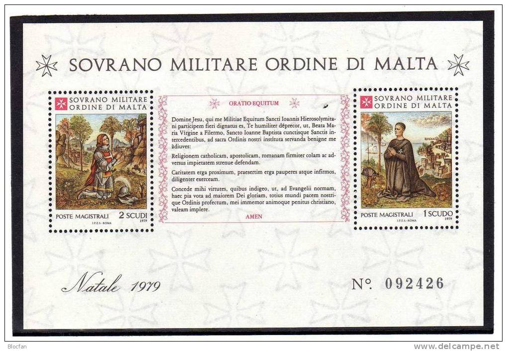 SMOM Weihnacht 1979 Gemälde Malteser Orden Natal Chrisus Block 13 ** 2€ M/s Christmas Painting Bloc Sheet Bf Orden Malta - Malte (Ordre De)