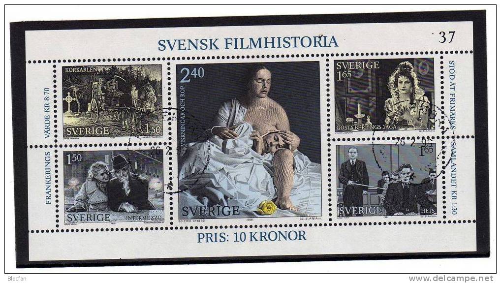 Historie Des Schwedischen Films 1981 Schweden 1168/2 Plus Block 9 O 8€ Cinema Film Bloc Sheet From Sverige Sweden - Blocks & Sheetlets