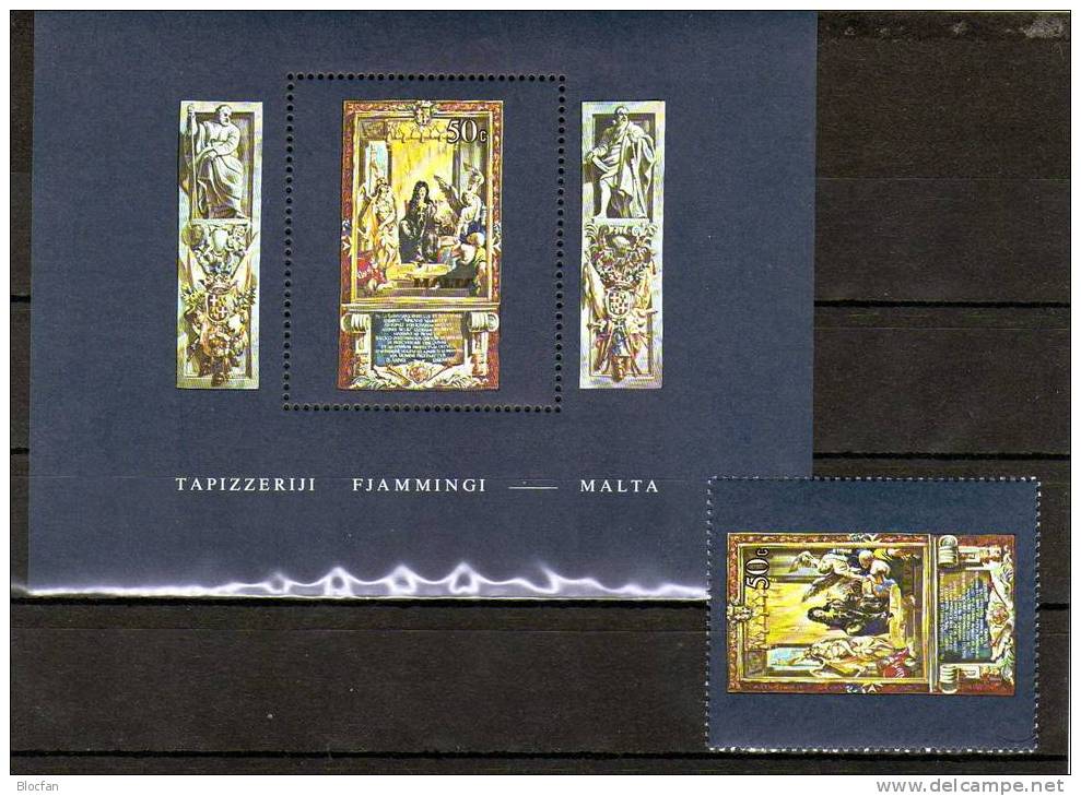 Flämischer Wandteppich Anbetung Der Könige 1980 Malta 609 Plus Block 6 ** 4€ Christmas Bloc Sheet From Europa - Malta