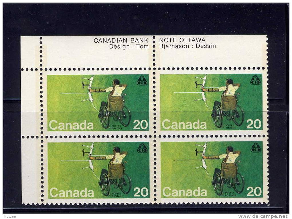 CANADA, 1976, #694, HANDICAPPED OLYMPICS: ARCHER In WHEELCHAIR UR BLOCK - Blocks & Sheetlets