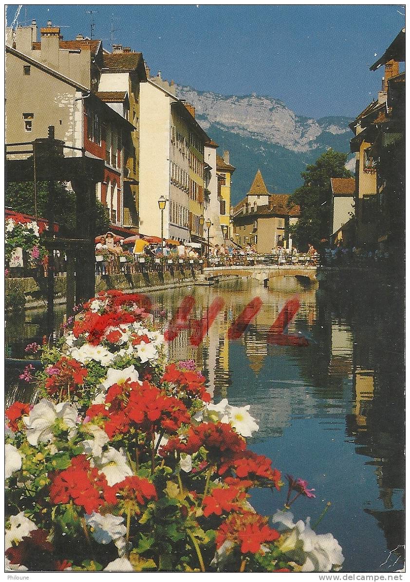 Annecy - Les Vieux Quartiers - Le Thiou Et Ses Quais Fleuris - Au Fond, Le Mont Veyrier, Ref 1102-1080 - Annecy-le-Vieux